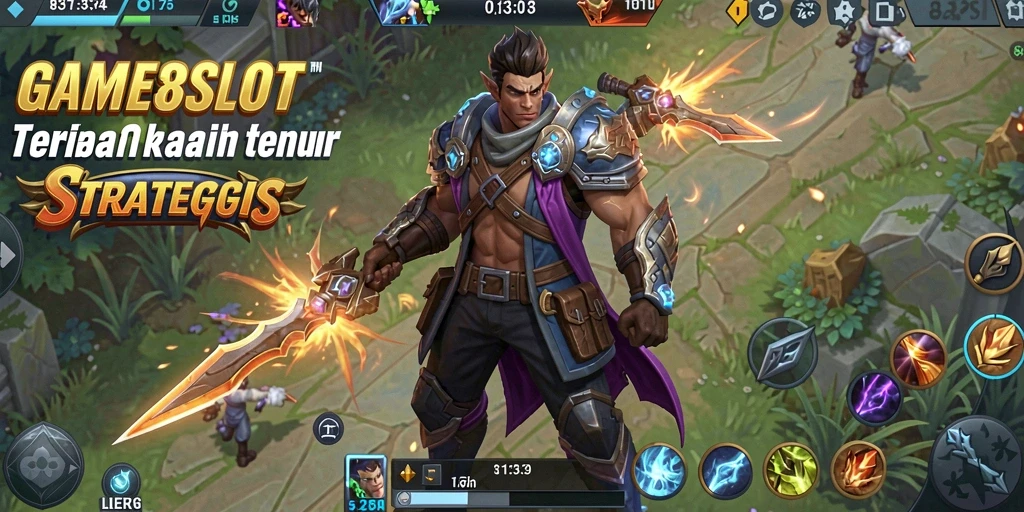 Screenshot utama 8368SLOT menampilkan aksi pertempuran seru antar karakter MOBA.