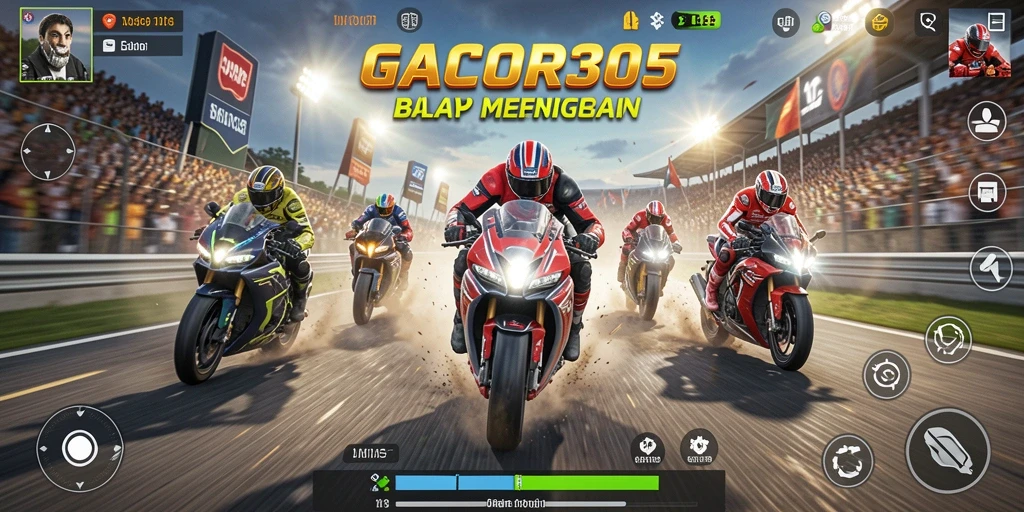 Tampilan gameplay GACOR305 yang penuh aksi balap dan kecepatan.