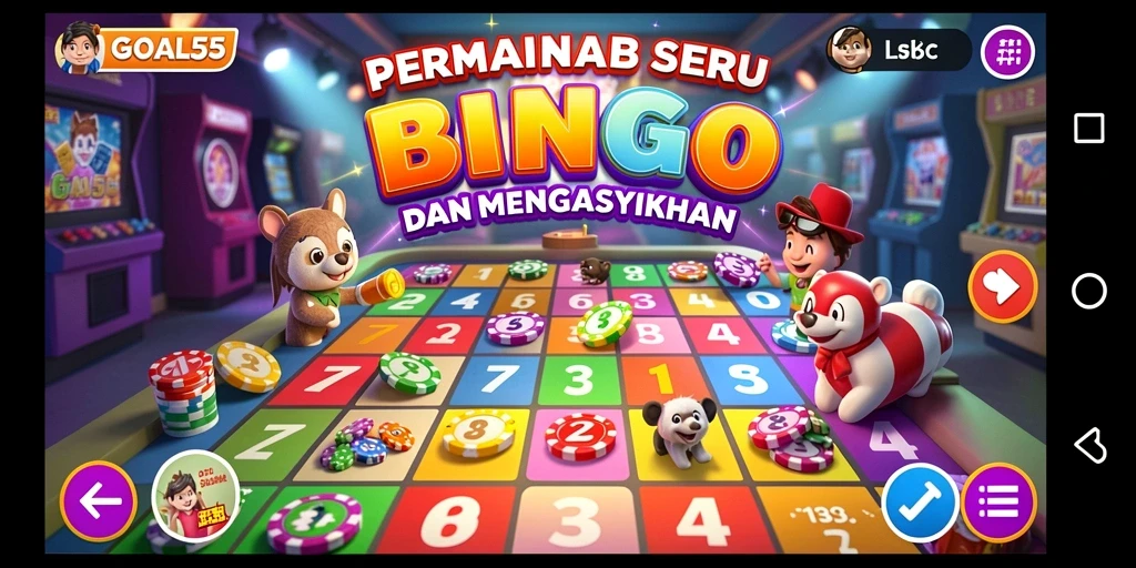 Screenshot gameplay GOAL55 menampilkan pengalaman bermain Bingo yang seru.