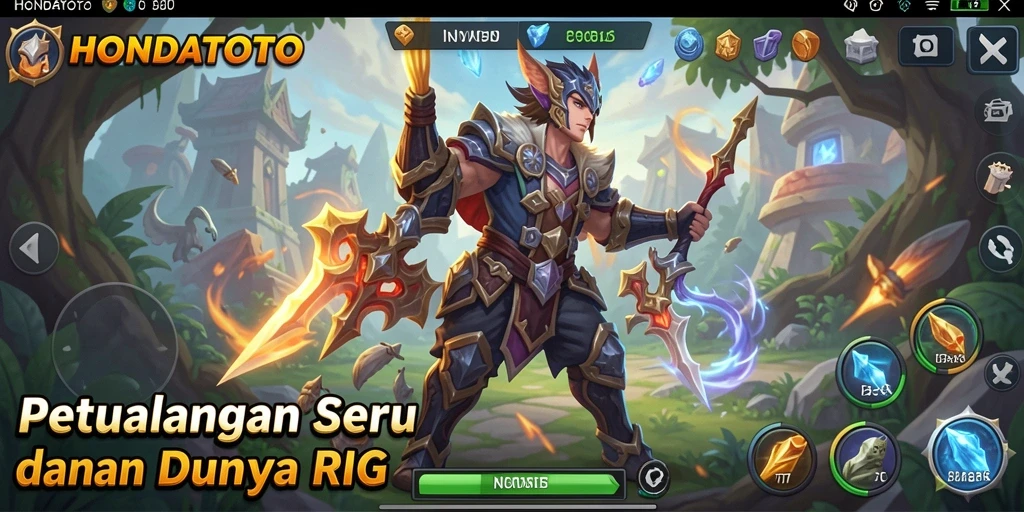 Tampilan gameplay seru HONDATOTO dengan karakter dan quest menantang.