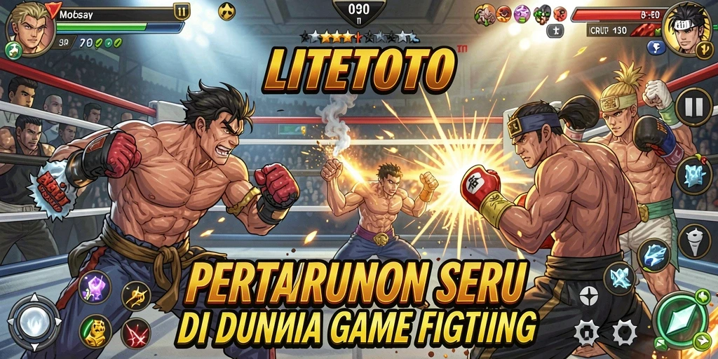 Screenshot gameplay LITETOTO menampilkan duel seru antara karakter yang penuh aksi.