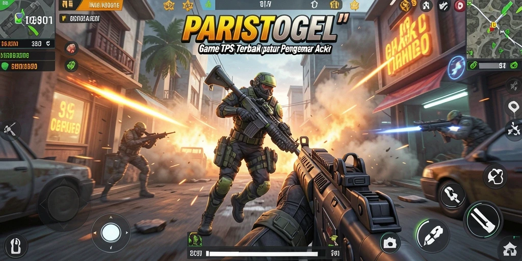 Tangkapan layar dari gameplay mendebarkan PARISTOGEL dalam aksi TPS.