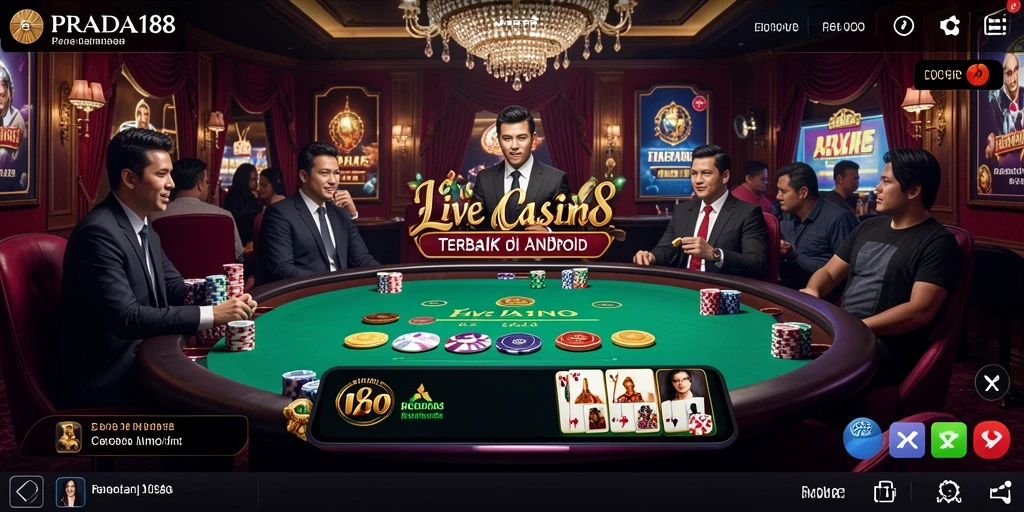 Screenshot gameplay PRADA188 yang menampilkan dealer interaktif dan suasana kasino langsung.