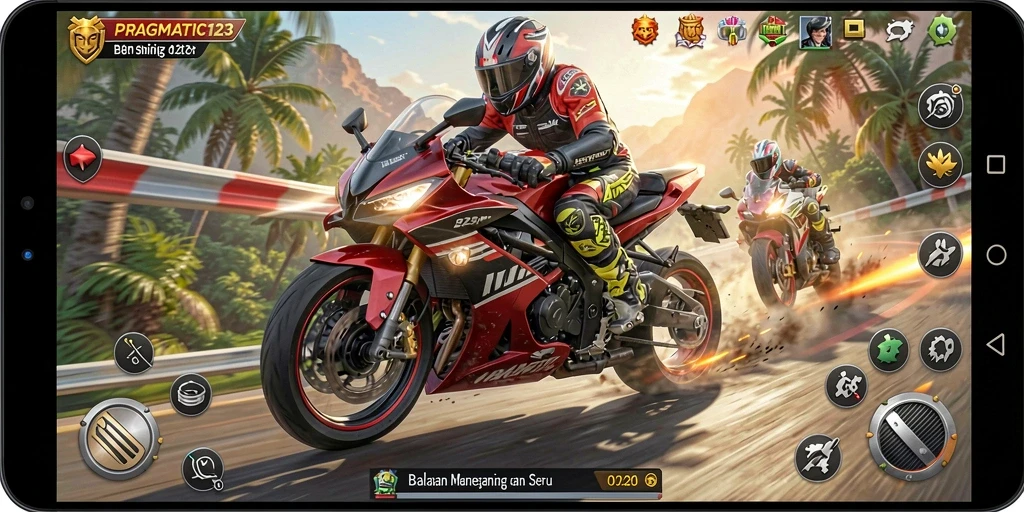 Gameplay menegangkan di PRAGMATIC123 dengan balapan motor yang seru.