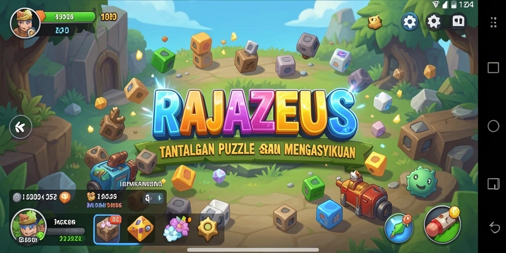 Cuplikan gameplay RAJAZEUS menampilkan tantangan puzzle yang seru.
