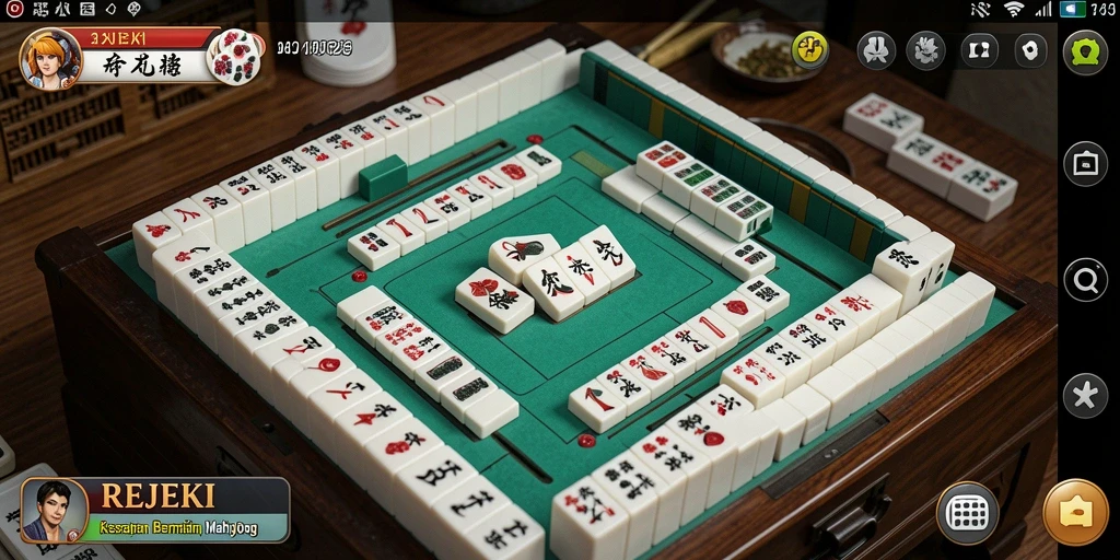 Tampilan gameplay <strong>REJEKI</strong> yang menawan dalam permainan <strong>Mahjong</strong>.