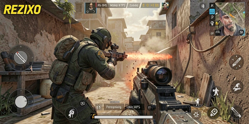 Screenshot gameplay menegangkan dari permainan TPS REZIXO.