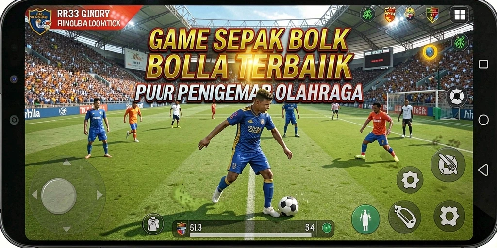 Tangkapan layar gameplay RR33 menunjukkan aksi sepak bola yang mendebarkan.