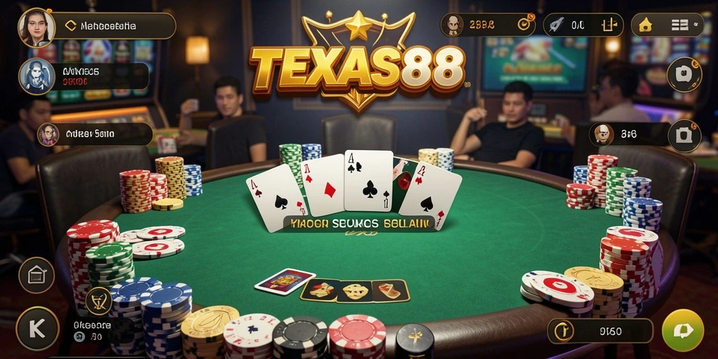 Tampilan gameplay Poker yang seru dan menantang di TEXAS88.