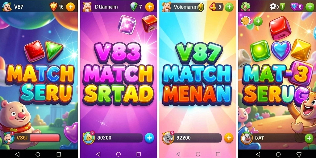 Screenshot permainan Match-3 V87 dengan gameplay yang menarik.