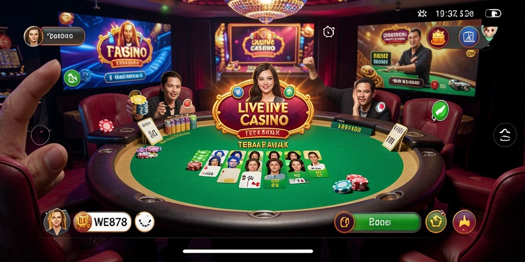 Tampilan gameplay WE878 yang menampilkan suasana Live Casino yang realistis.