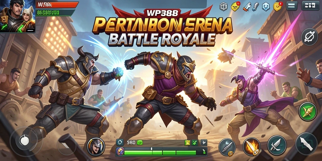 Tangkapan layar WP888 menampilkan aksi seru di dunia Battle Royale.